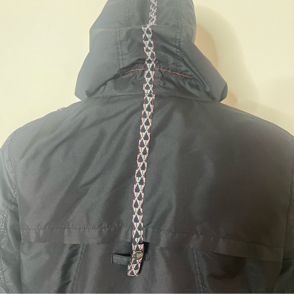 MYUNG SHIN Men’s Black Gray Red Contrast Stitched Hooded Toggle Nylon‎ Jacket XL - Picture 7 of 16